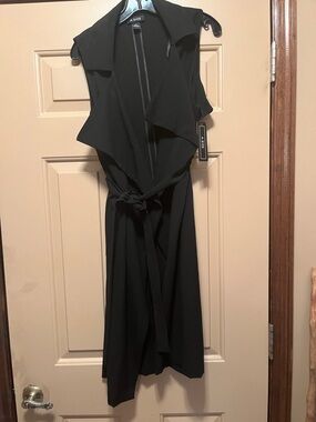 A. Byer Black Sleeveless Wrap Midi Dress with Tie